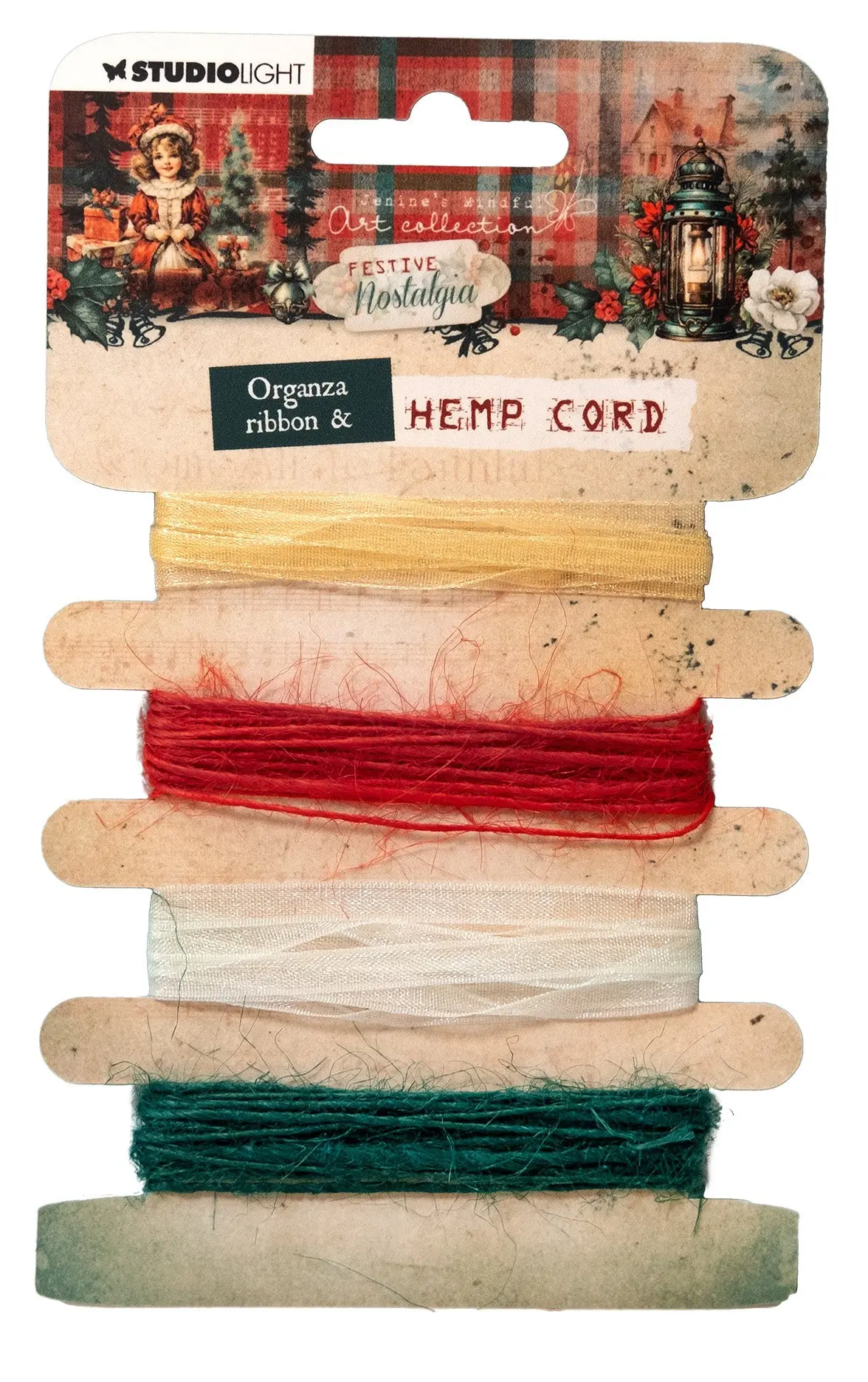 Jma Ribbon Organza (5Mm) & Hemp Cord Festive Nostalgia 4 Pc 1