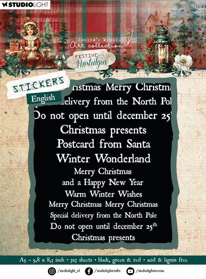 Jma Sticker Sheets Black, Red & Green - Festive Nostalgia 9 Sh 1