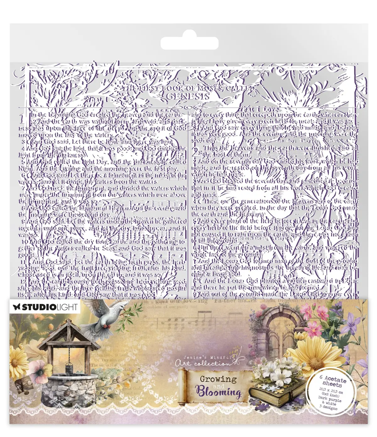 Jma Acetate Sheets White & Dark Purple Growing & Blooming 6 Sheets 1