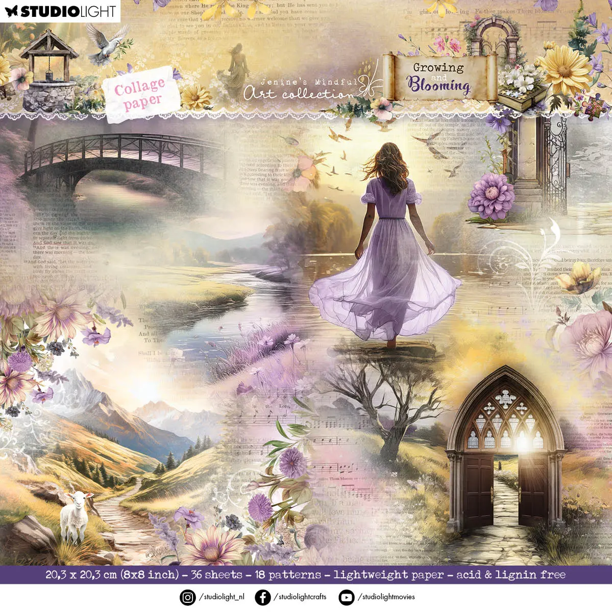 Jma Designer Paper Pad Collage Paper Growing & Blooming 36 Sheets 1