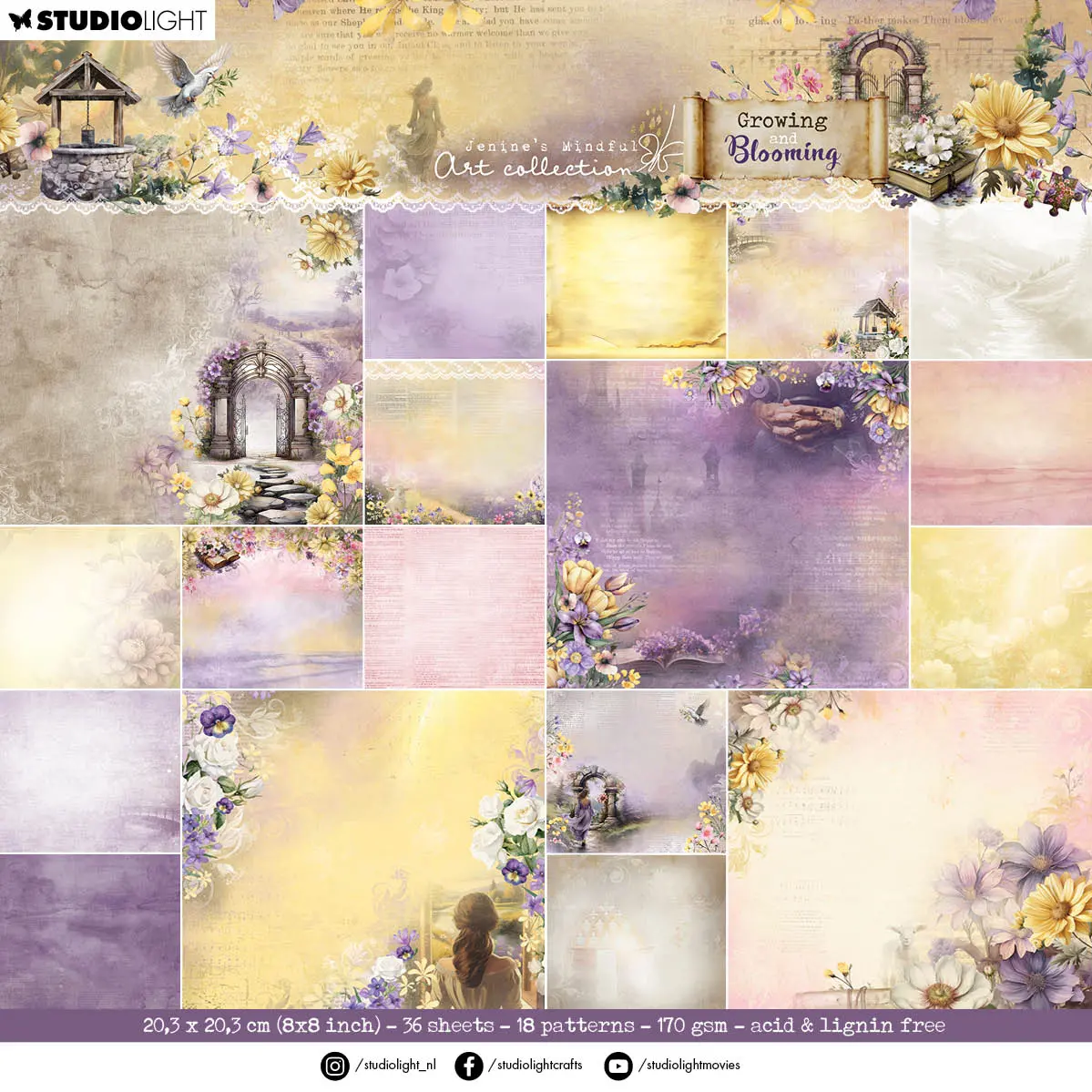 Jma Designer Paper Pad Background Paper Growing & Blooming 36 Sheets 1