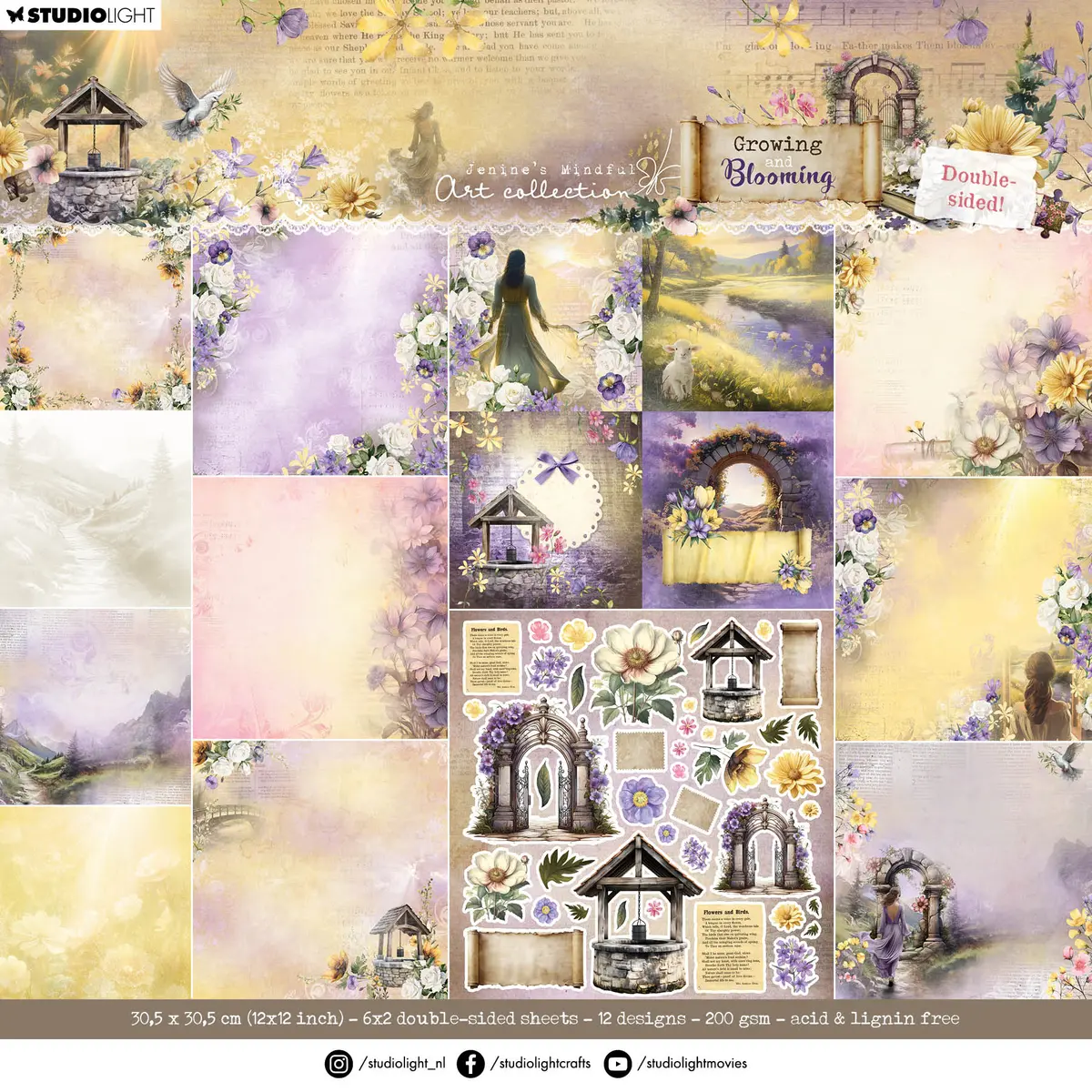 Jma Designer Paper Pad Double-Sided Scrapbooking Growing & Blooming 12 Sheets 1