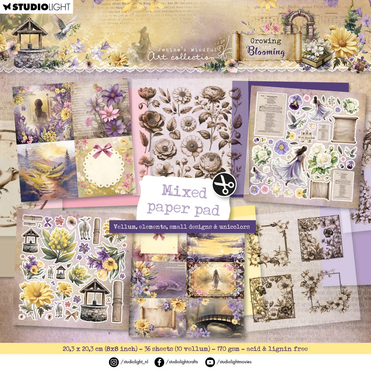 Jma Mixed Paper Pad Vellum, Unicolor & Elements Growing & Blooming 36 Sheets 1
