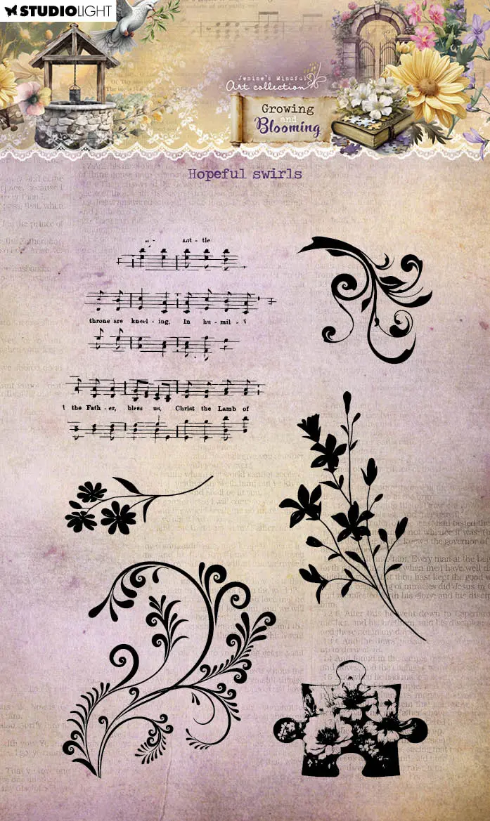 Jma Clear Stamp Hopeful Swirls Growing & Blooming 6 Pieces 1