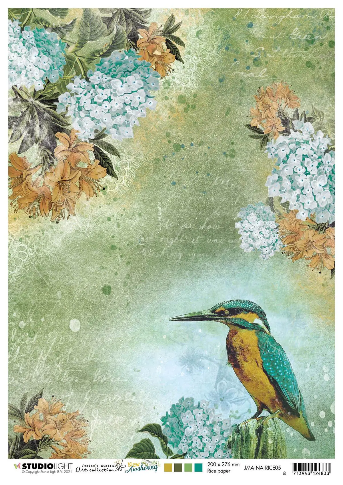Jma Rice Paper Kingfisher, Flowers New Awakening 210X297mm Nr.05 1