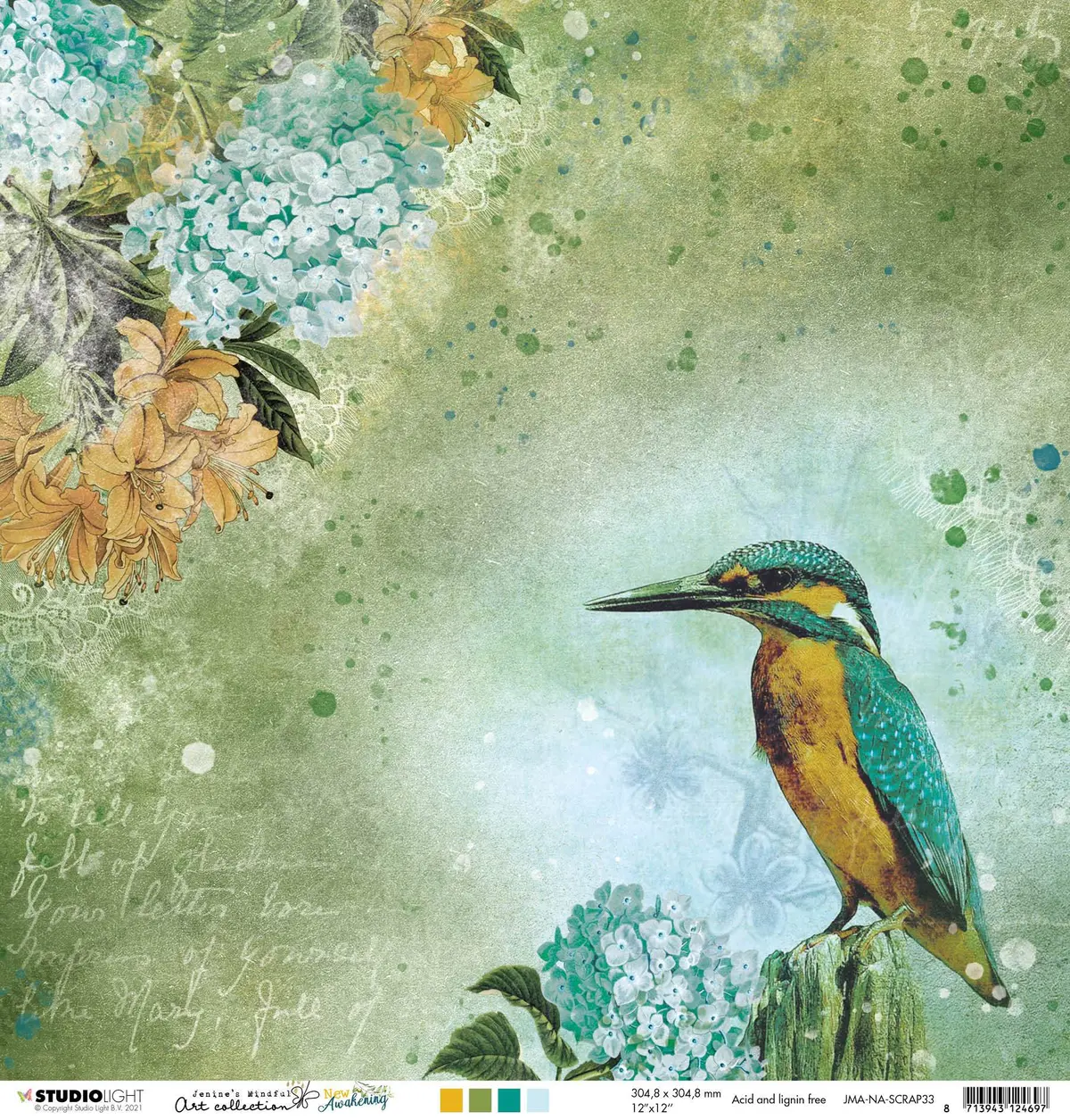 Jma Scrap Kingfisher & Waterfall New Awakening 305X305mm Nr.33 1