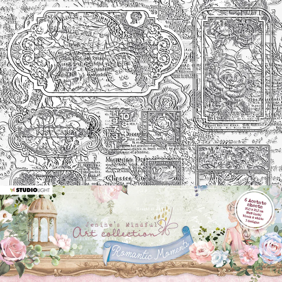 Jma Acetate Sheets Tickets & Grunge Romantic Moments 203X203x2mm 6 Sh Nr.03 1