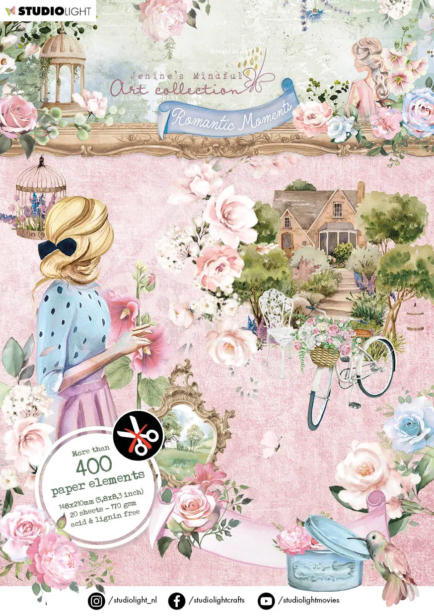 Jma Die Cut Block Paper Elements Romantic Moments 148X210x5mm 20 Sh Nr.52 1