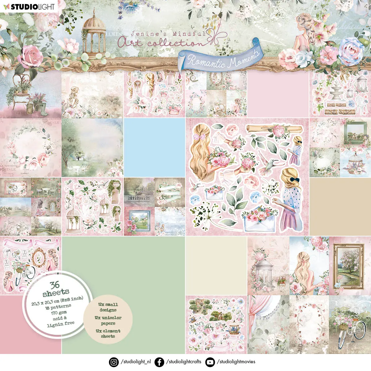 Jma Paper Pad Small Designs & Elements Romantic Moments 203X203x9mm 36 Sh Nr.97 1