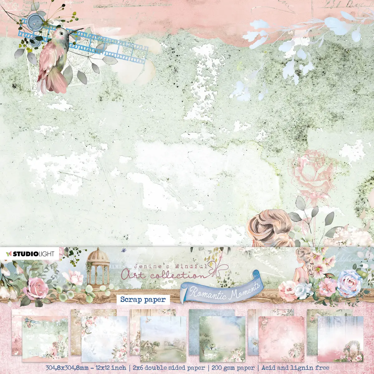 Jma Paper Set Background Patterns Romantic Moments 304.8X304.8X3mm 12 Sh Nr.32 1