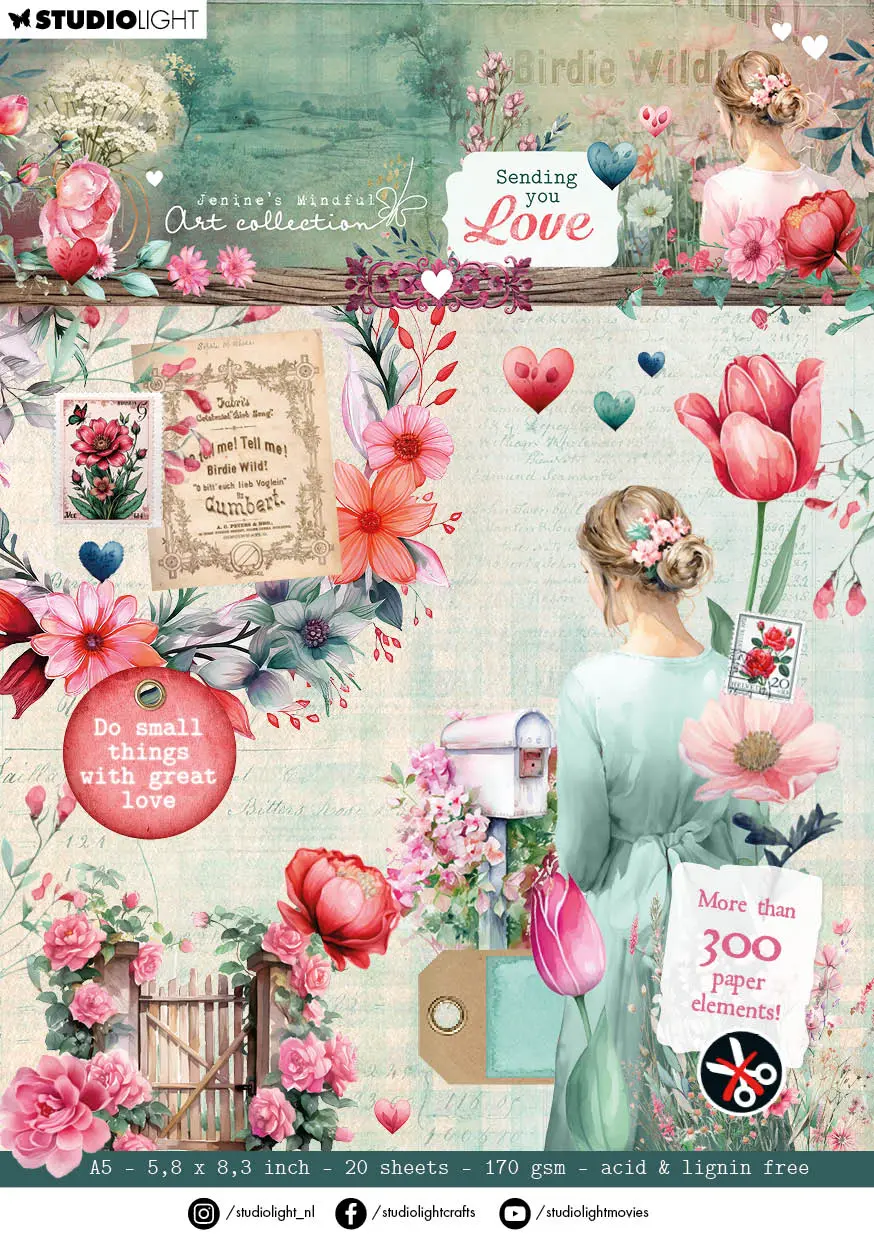 Jma Die-Cut Paper Pad Paper Elements Sending You Love 20 Sh 1