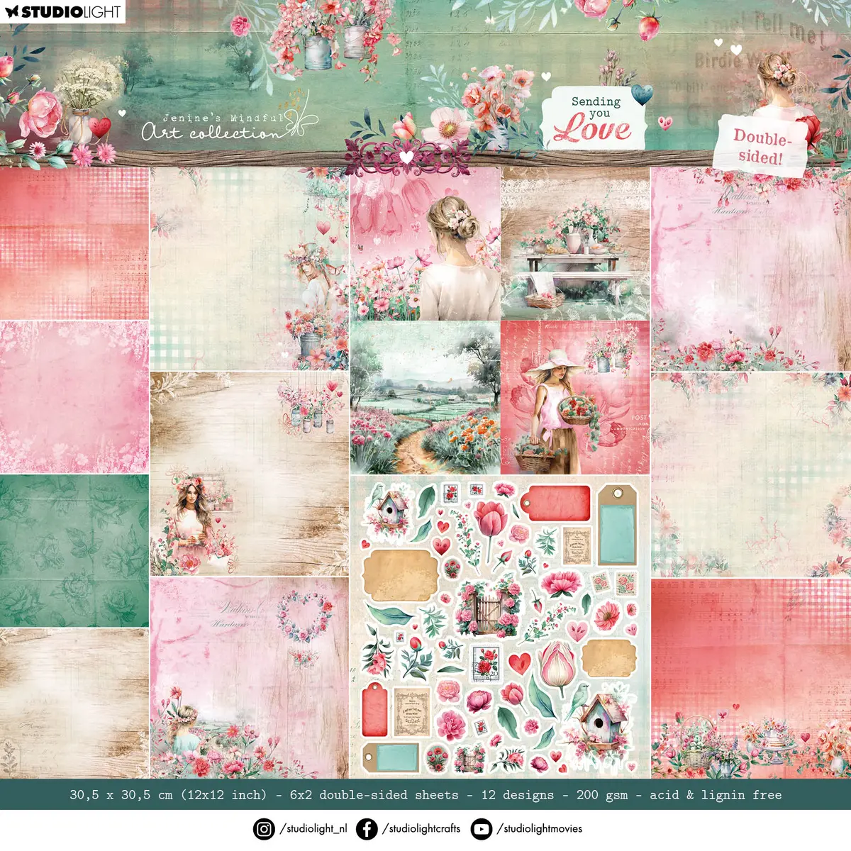 Jma Designer Paper Pad Double-Sided Scrapbooking Sending You Love 12 Sh 1