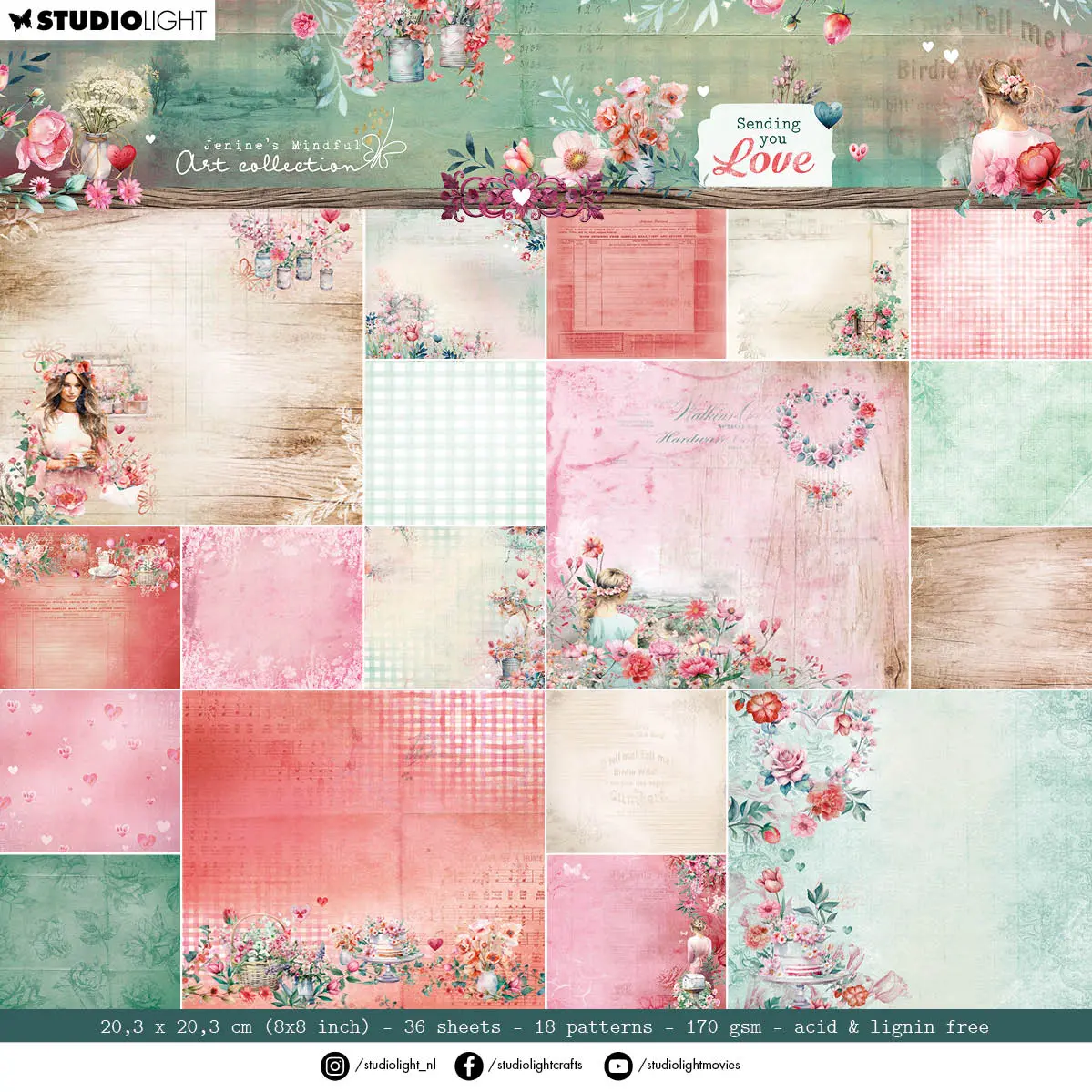 Jma Designer Paper Pad Backgrounds Sending You Love 36 Sh 1