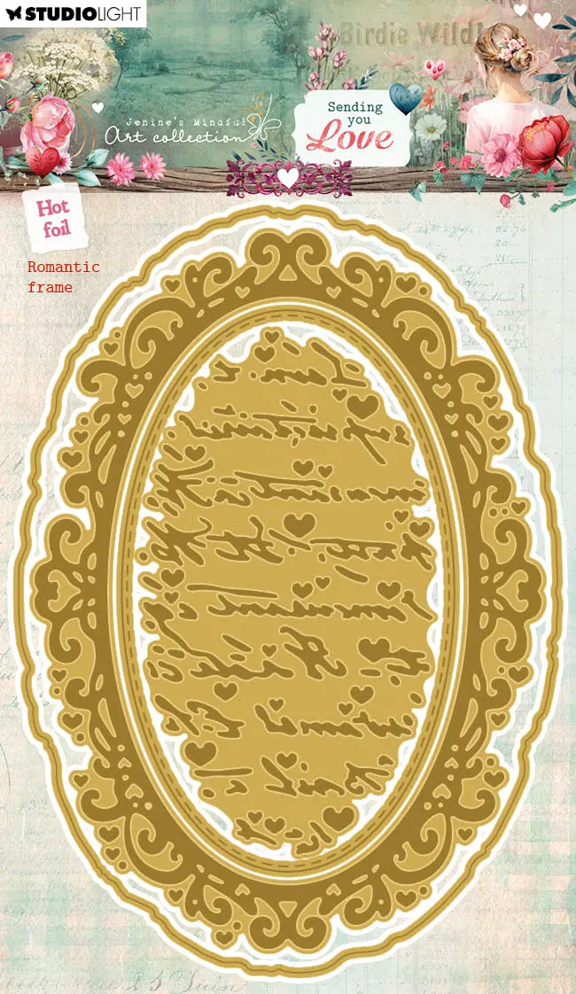 Jma Hot Foil Cutting Die Romantic Frame Sending You Love 4 Pc 1