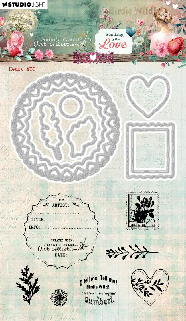 Jma Stamp And Cutting Dies Heart Atc Sending You Love 15 Pc 1