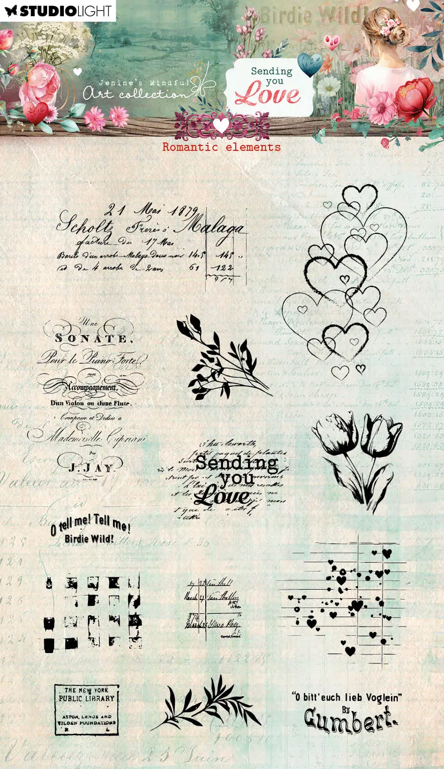 Jma Clear Stamps Romantic Elements Sending You Love 13 Pc 1