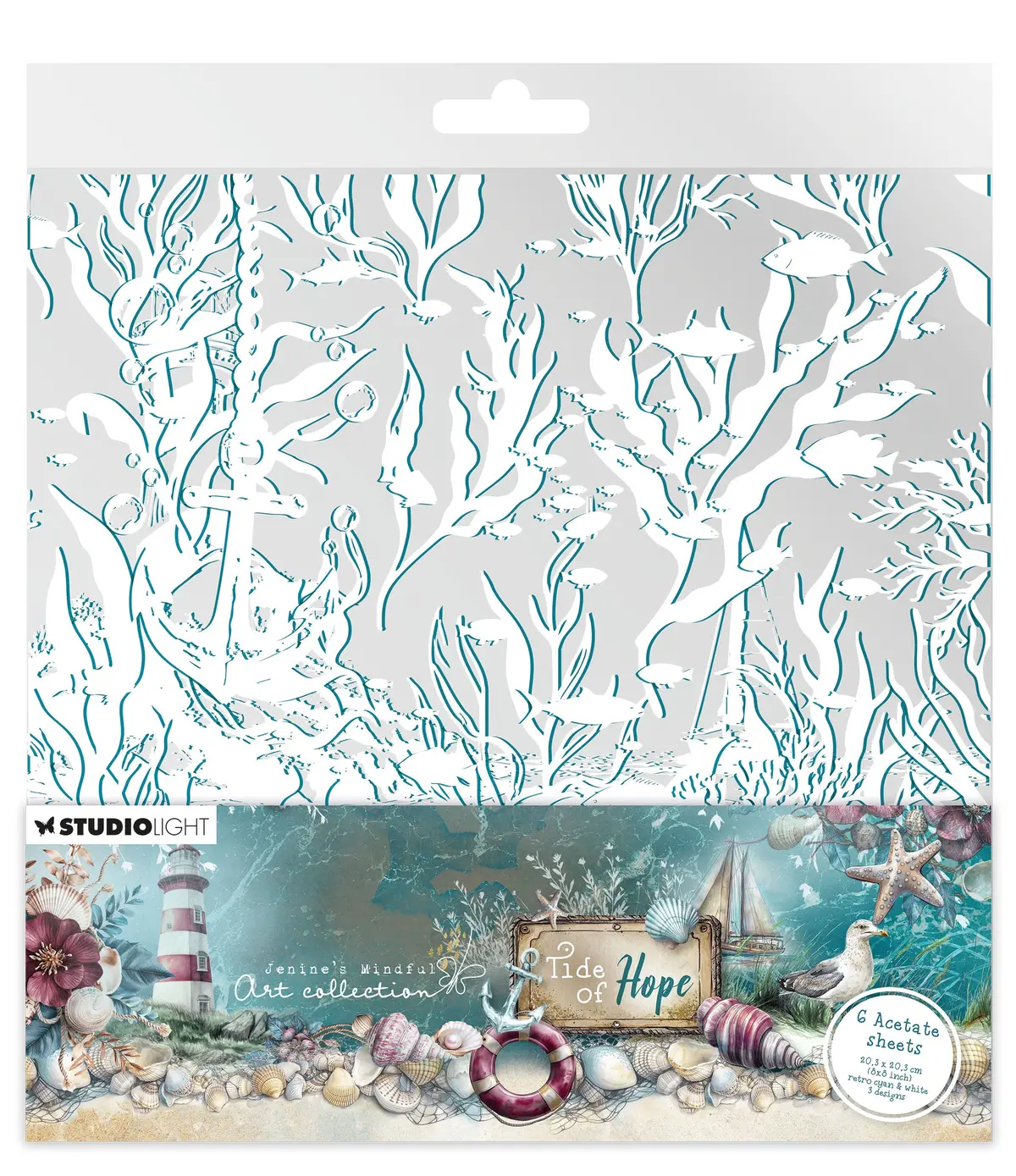 Jma Acetate Sheets White & Retro Cyan Tide Of Hope 6 Sheets 1