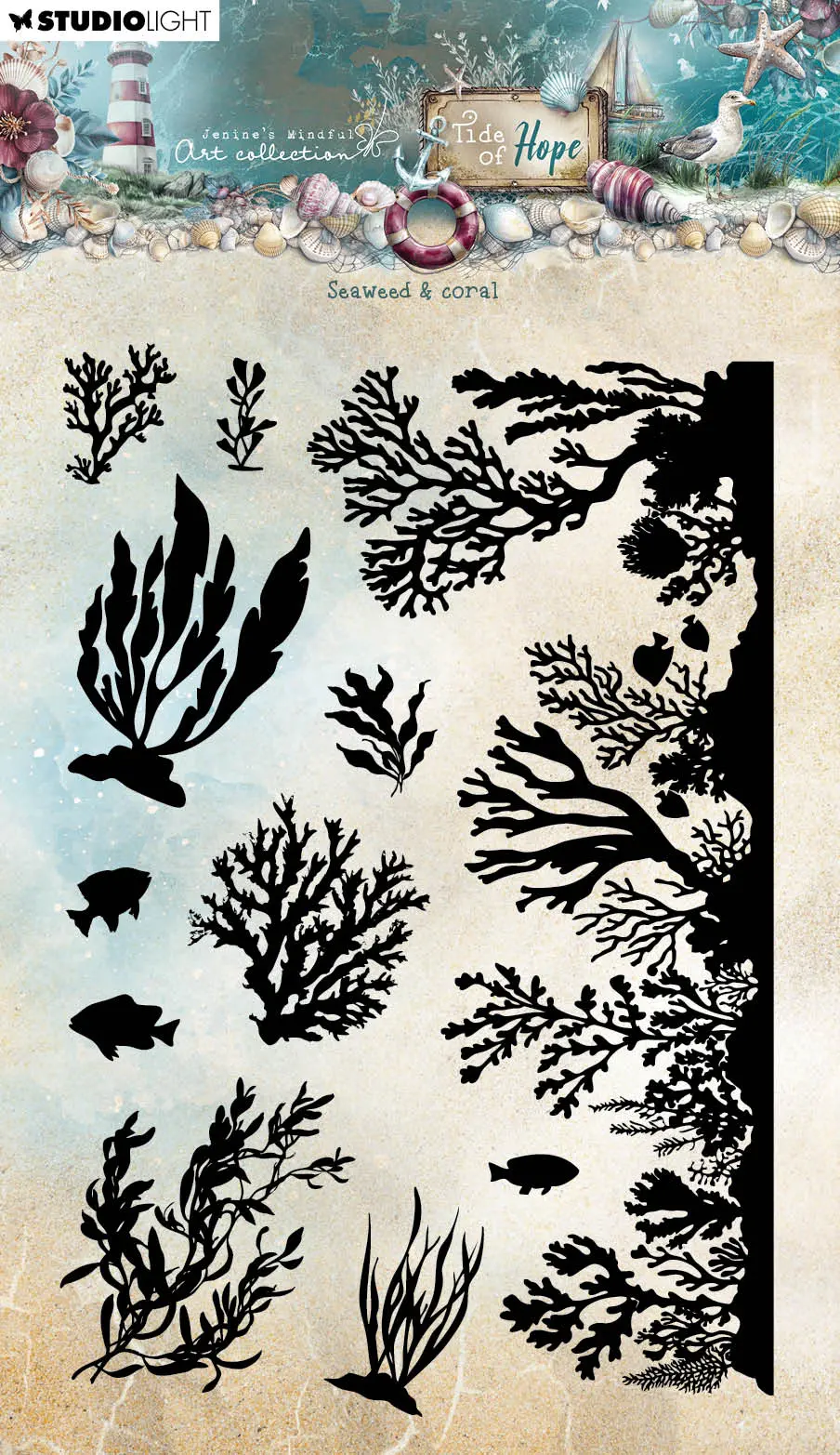 Jma Clear Stamp Seaweed & Coral Tide Of Hope 11 Pieces 1