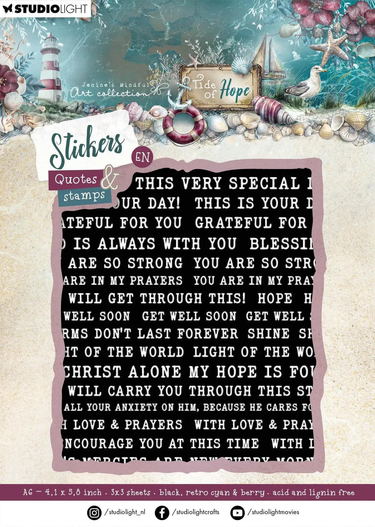 Jma Sticker Sheets Stamps & Quotes Tide Of Hope 9 Sheets 1