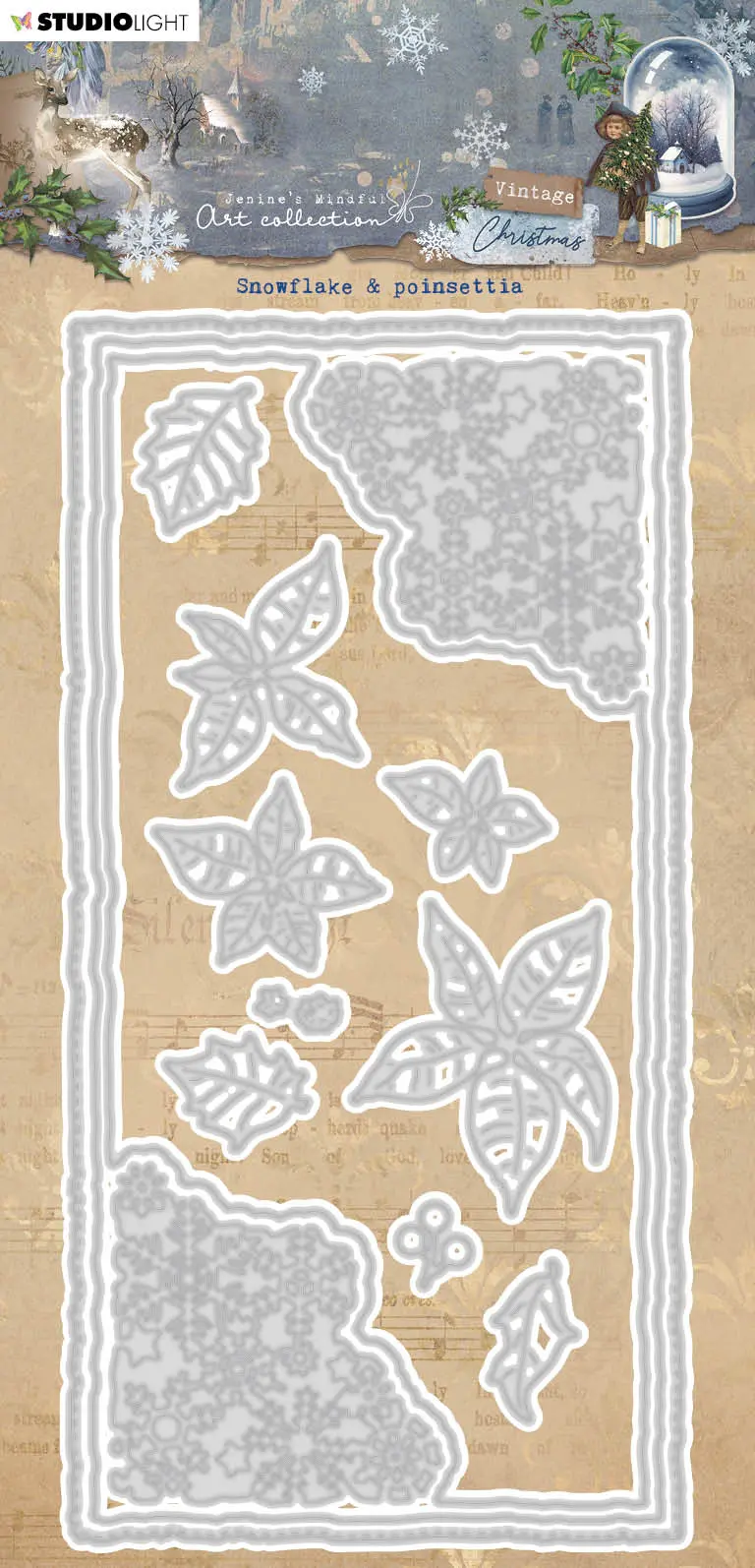 Jma Cutting Die Snowflake & Poinsettia Vintage Christmas 105X210x1mm 15 Pc Nr.719 1