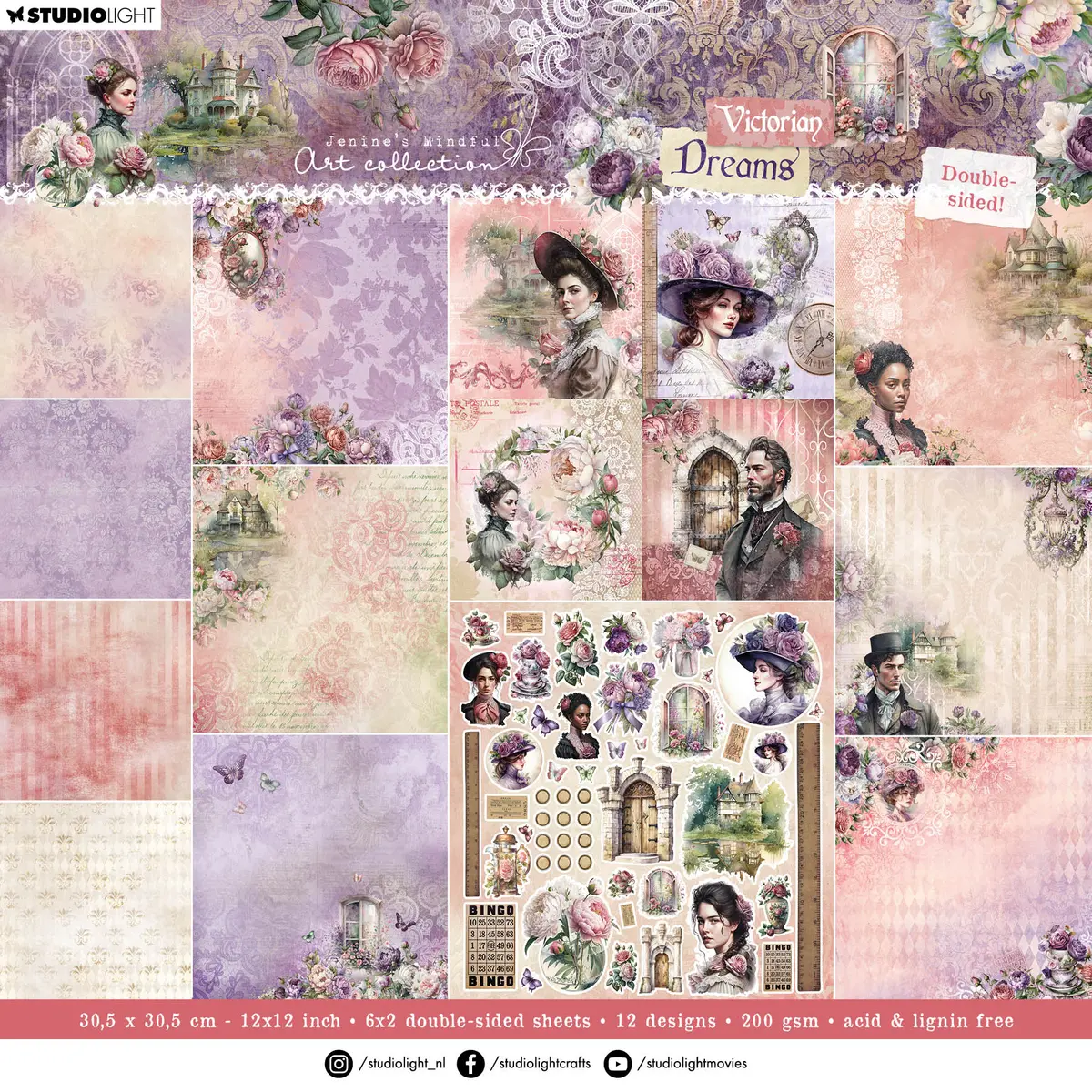 Jma Designer Paper Pad Double-Sided Scrapbooking Victorian Dreams 12 Sh 1