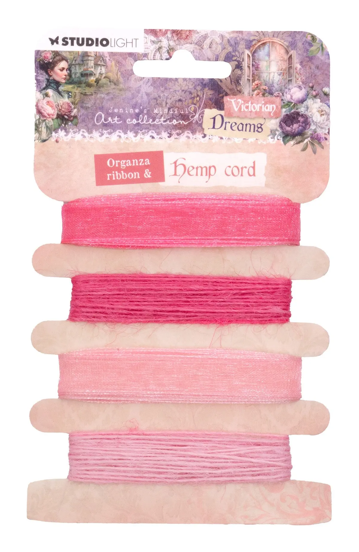 Jma Ribbon Organza & Hemp - Pinks Victorian Dreams 4 Pc 1