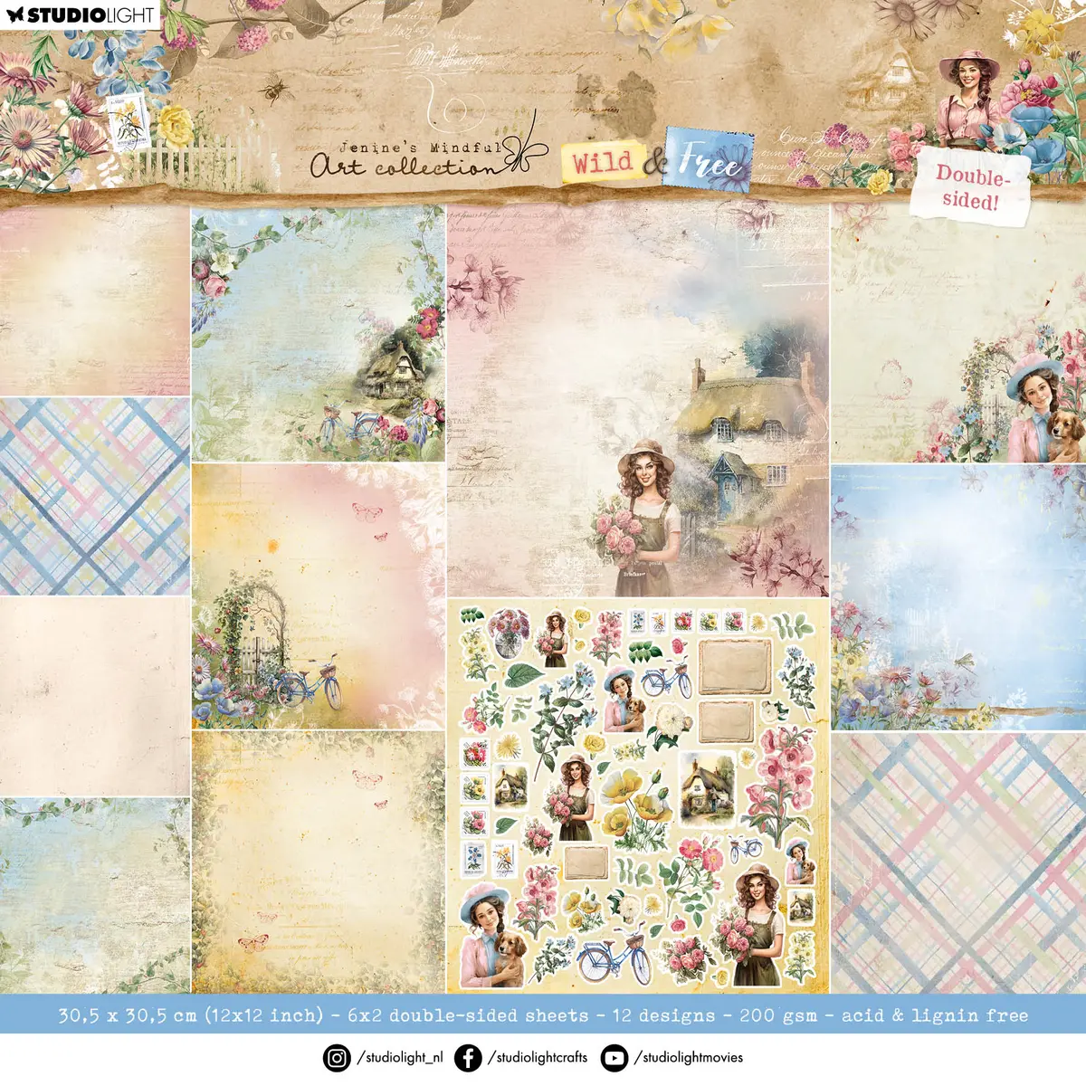 Jma Design Paper Pad Double-Sided Scrapbooking Wild & Free 12 Sh 1