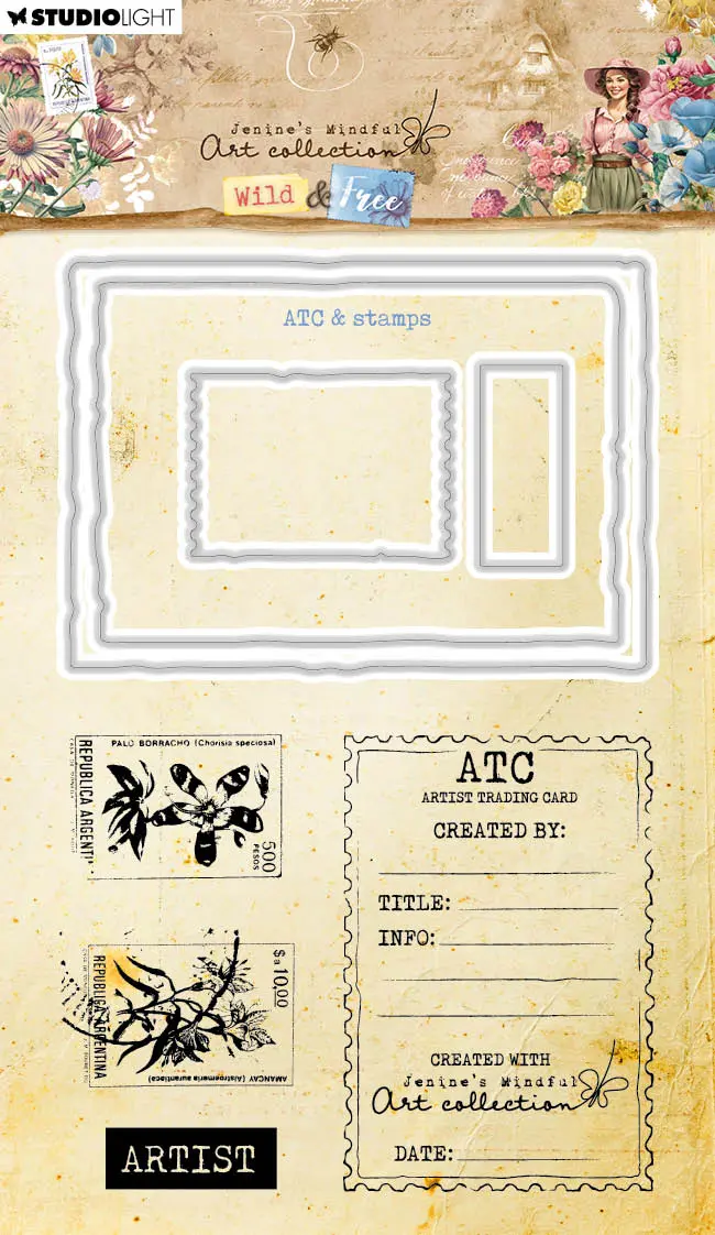 Jma Stamp & Cutting Die Atc & Stamps Wild & Free 8 Pc 1