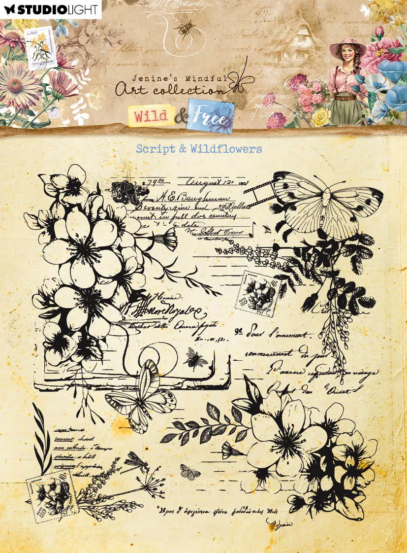 Jma Clear Stamp Script & Wildflowers Wild & Free 1 Pc 1