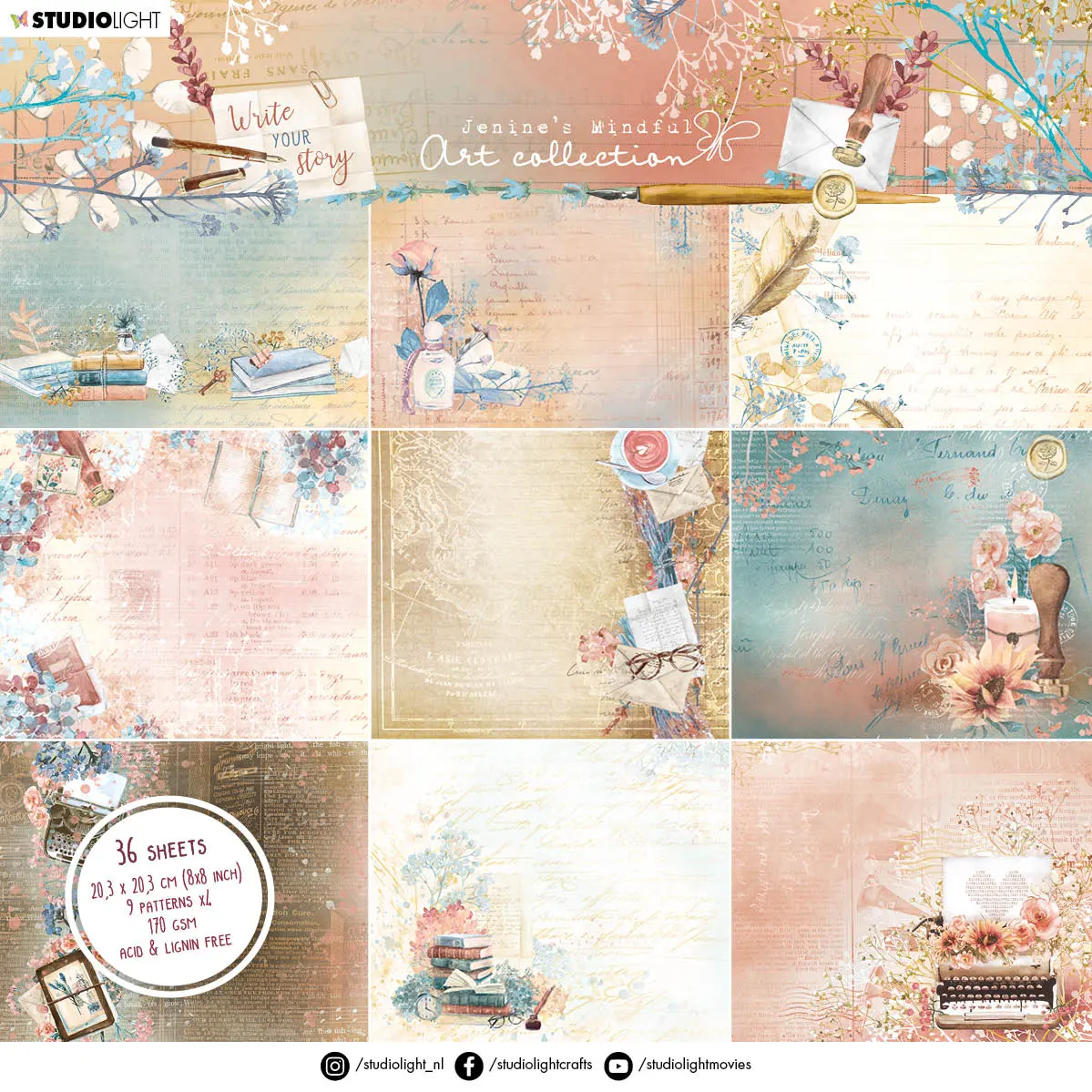 Jma Paper Pad Decorative Paper Write Your Story 203X203x9mm 36 Sh Nr.34 1