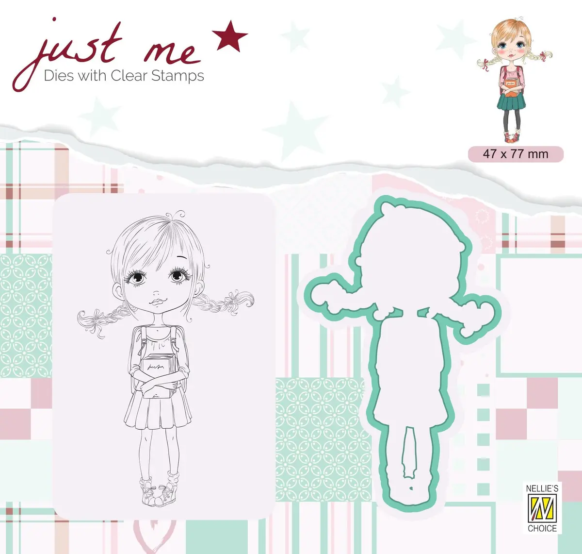Just Me Stamp & Die Set Girl Back To School 1