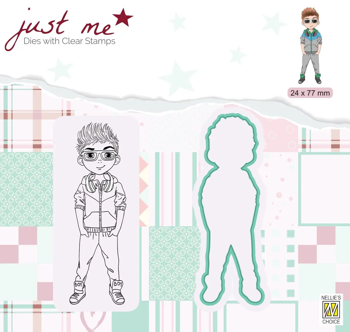 Just Me Stamp & Die Set Teenage Boy 1