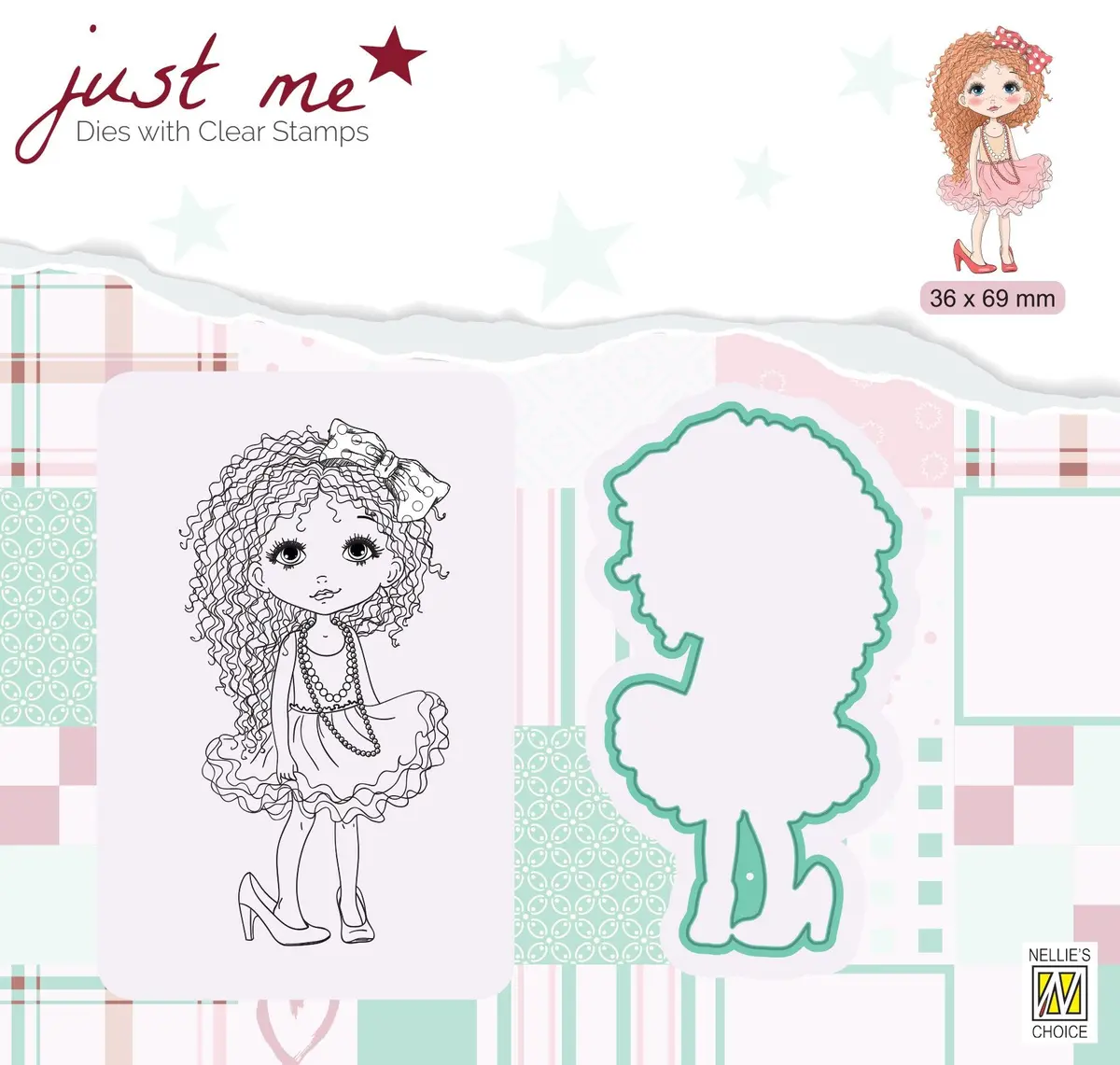 Just Me Stamp & Die Set Lady Girl 1