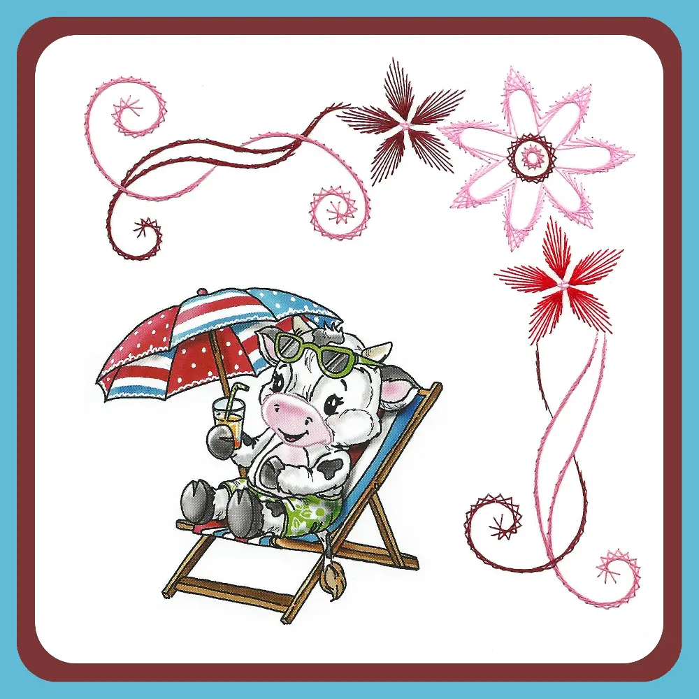 Embroidery Pattern - Sweeping Flower Corner 1
