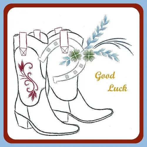 Kc Embroidery Pattern - Cowgirl Boots With Lucky Horse Shoe 1