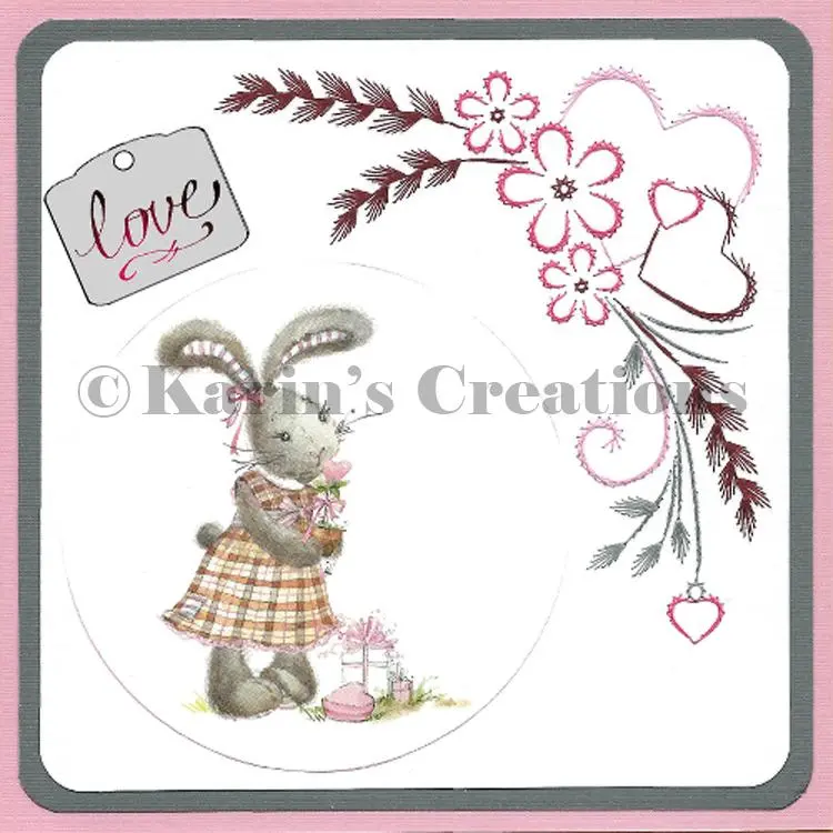 Kc Embroidery Pattern - Flowers With Hearts 1
