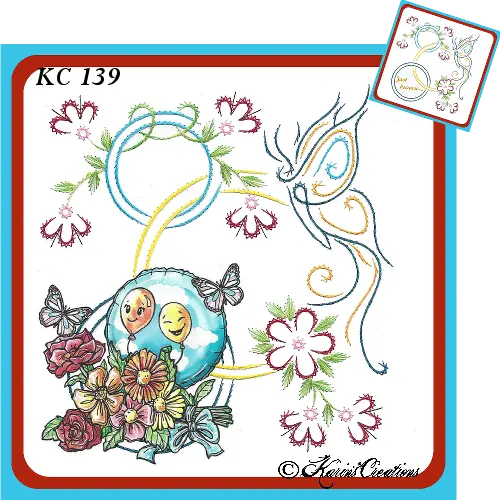 Kc Embroidery Pattern - Butterfly Flourish And Ring 1