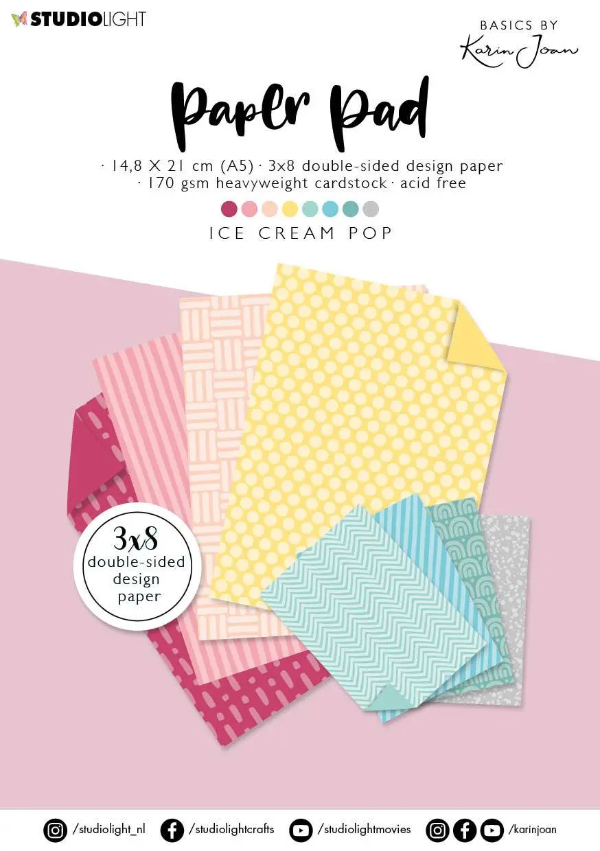 Kj Paper Pad Ice Cream Pop Basics By Karin Joan 148X210mm Nr.08 1