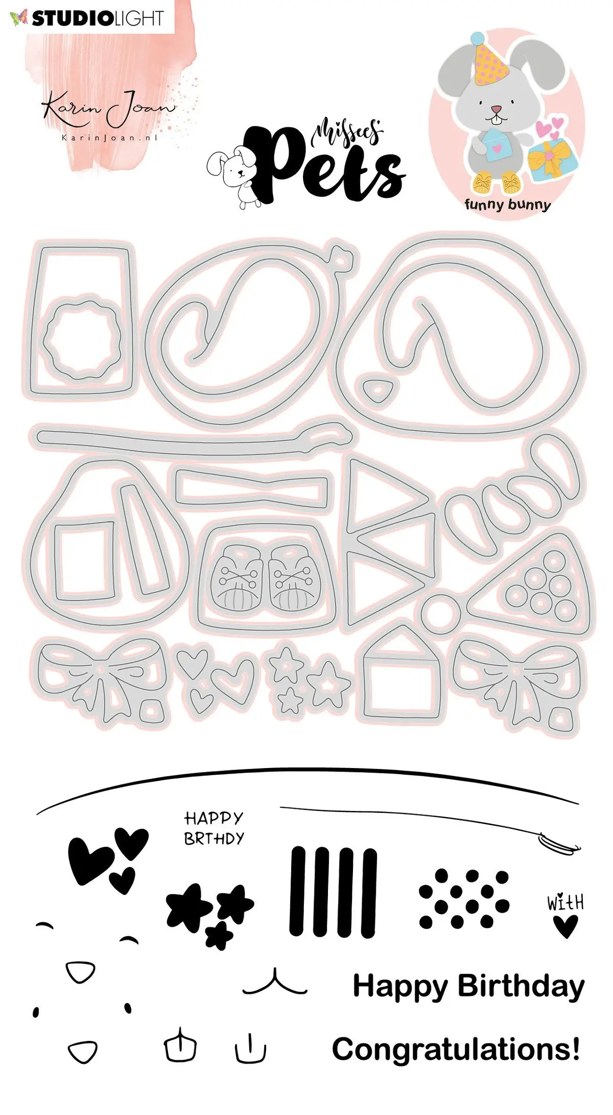 Kj Stamp & Cutting Die Building Pets Bunny Missees By Karin Joan 105X148mm Nr.05 1