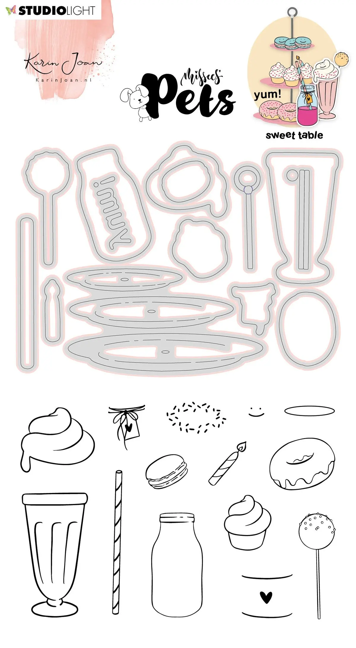 Kj Stamp & Cutting Die Complete Pets Sweet Table Missees By Karin Joan 105X148mm Nr.11 1