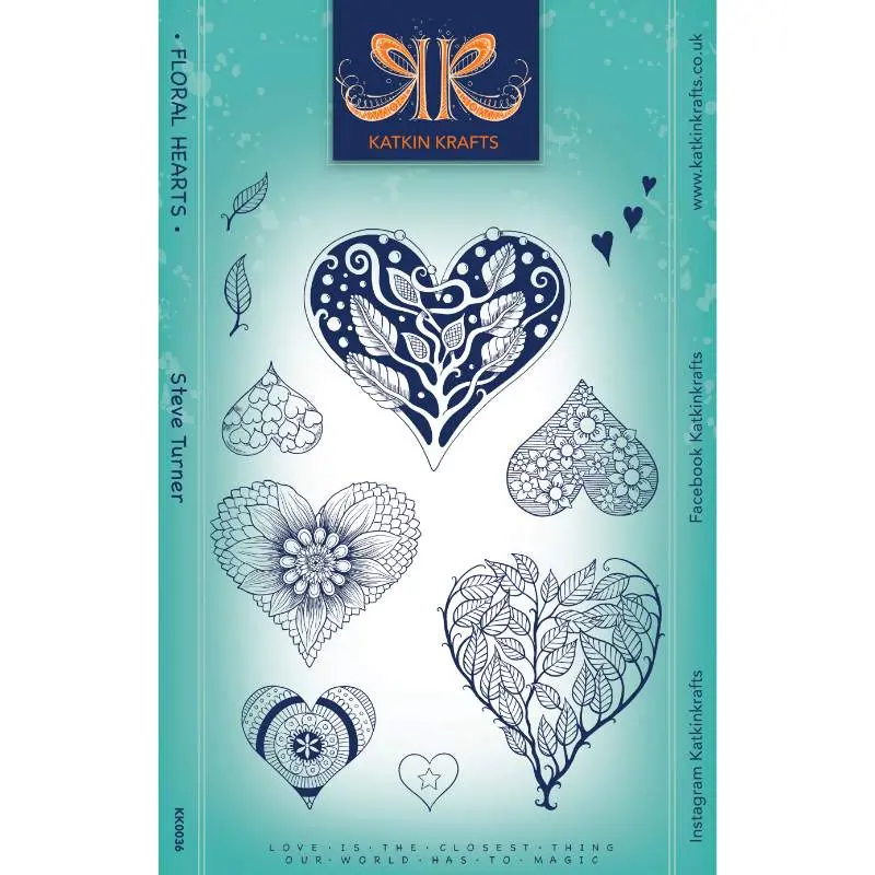 Katkin Krafts Floral Hearts 6 In X 8 In Clear Stamp Set 1
