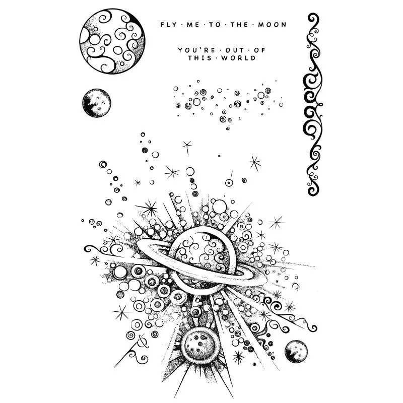 Katkin Krafts Fly Me To The Moon 6 In X 8 In Clear Stamp Set 2