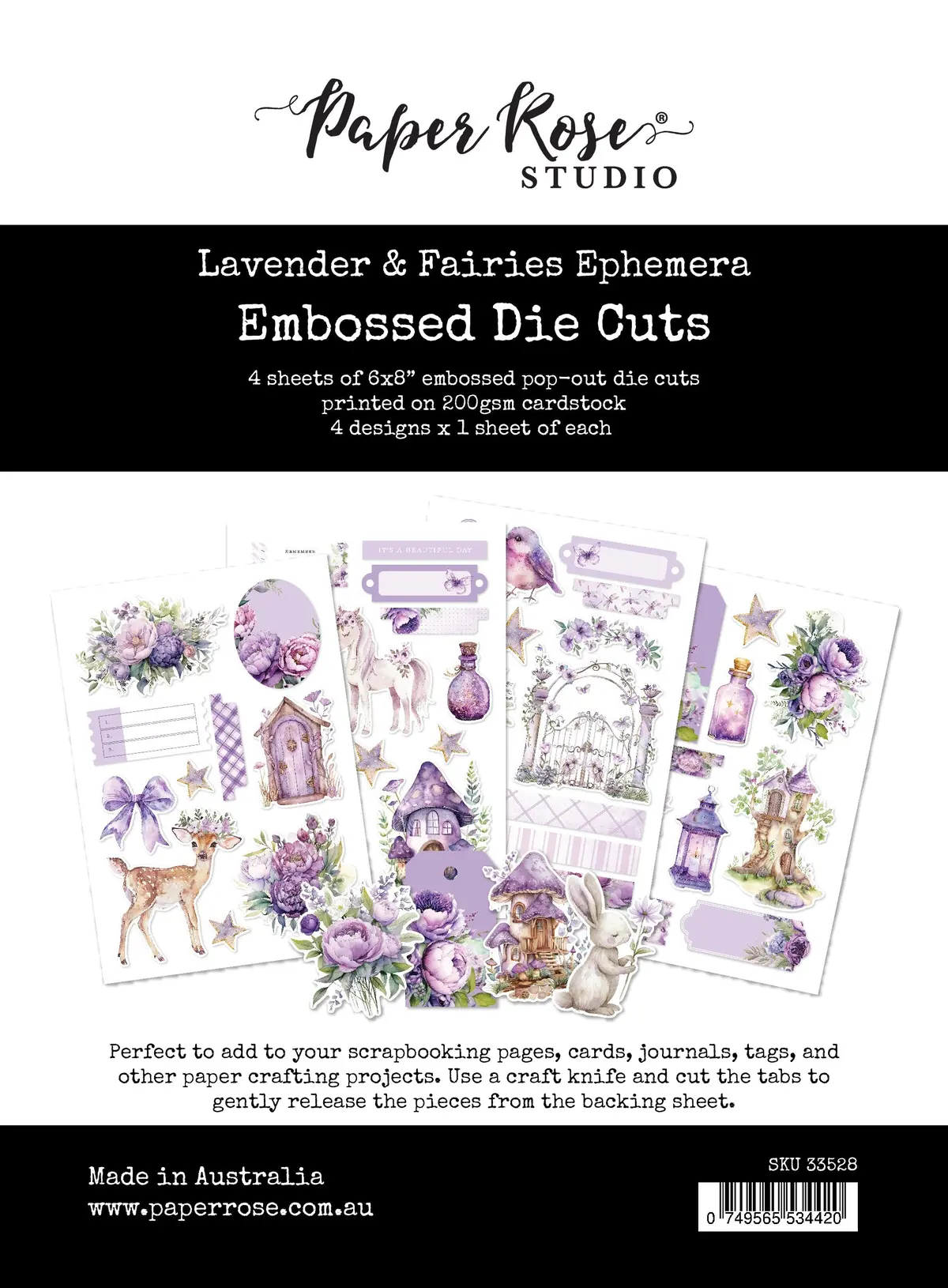 Lavender & Fairies Ephemera Embossed Die Cuts 33528 1