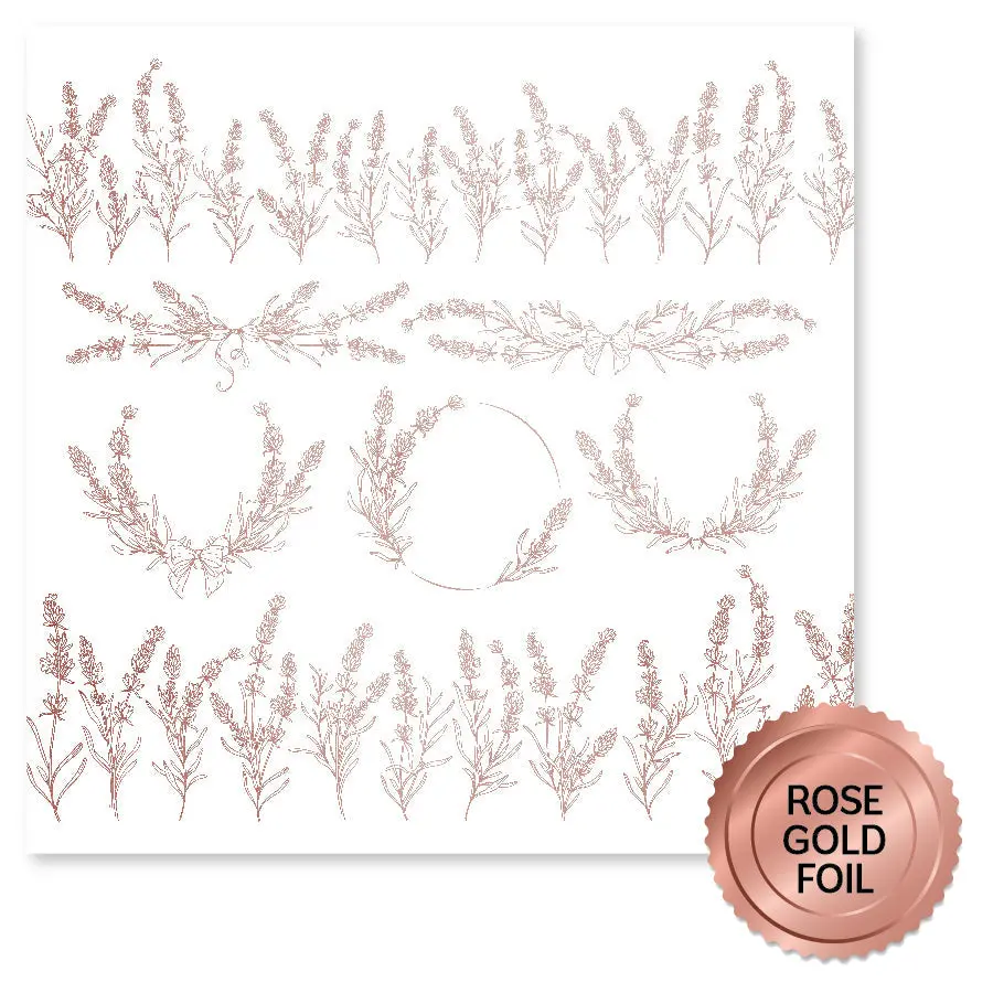 Lavender & Roses Rose Gold Foil D 12X12 Paper (6Pc Bulk Pack) 32208 1