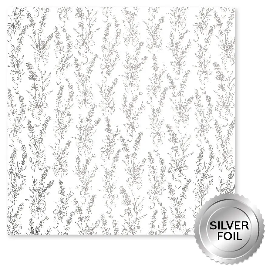 Lavender & Roses Silver Foil B 12X12 Paper (6Pc Bulk Pack) 32250 1