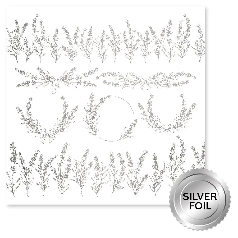 Lavender & Roses Silver Foil D 12X12 Paper (6Pc Bulk Pack) 32256 1