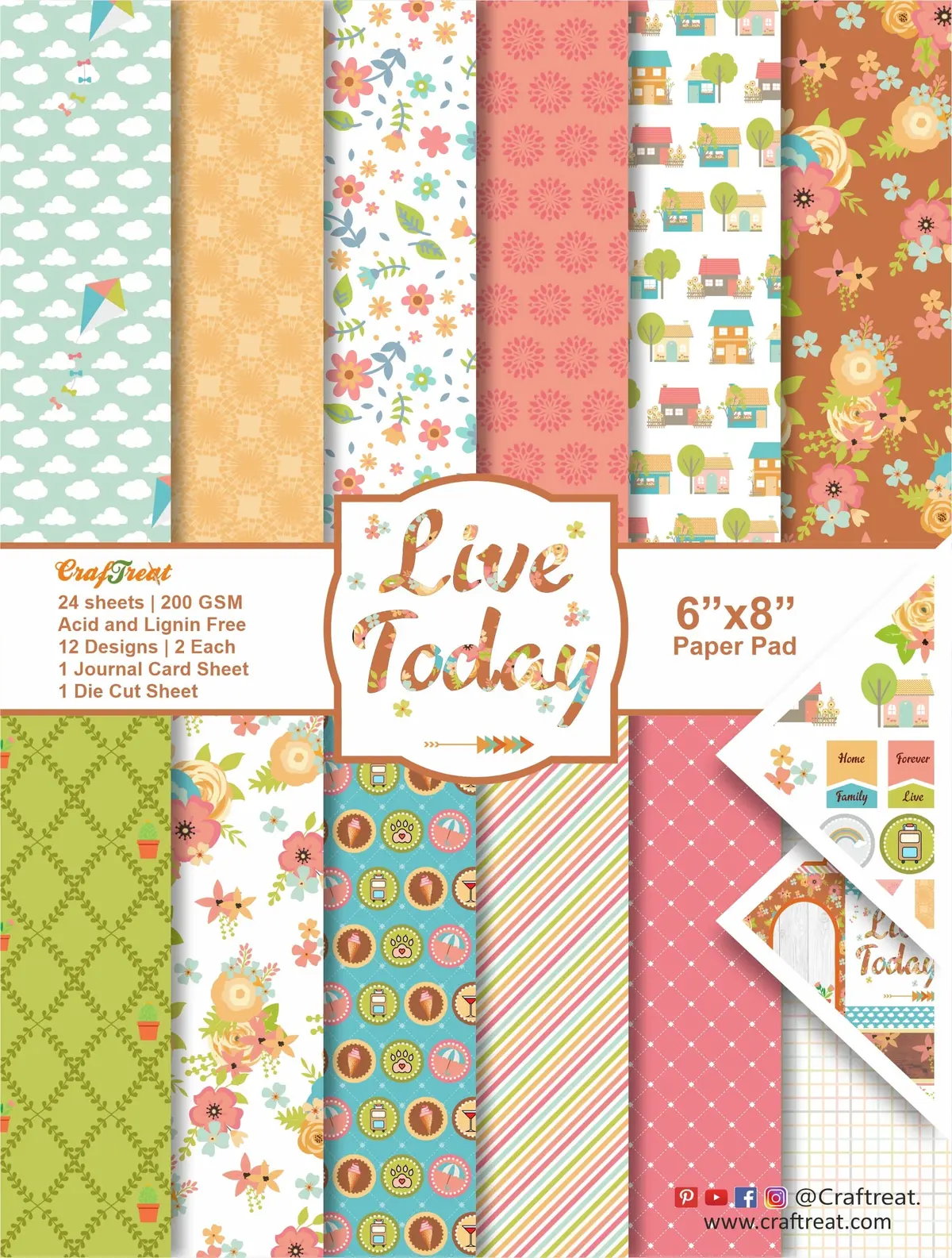 Craftreat Paper Pad - Live Today 6"X8" 1
