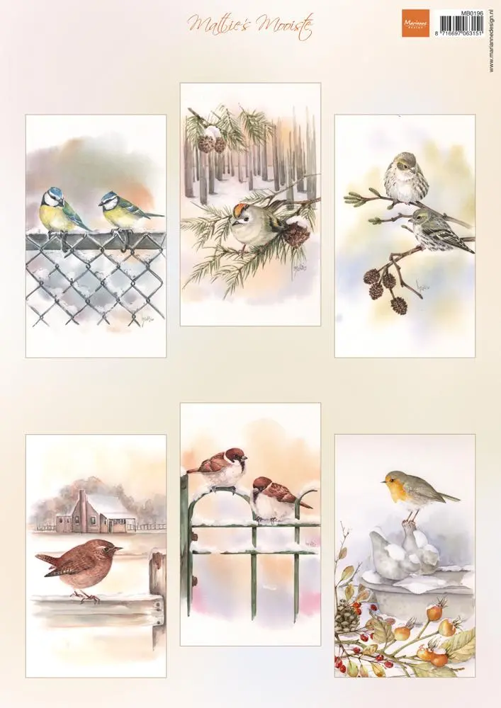 Marianne Design A4 Cutting Sheet - Mattie's Mooiste Slimline Birds 1