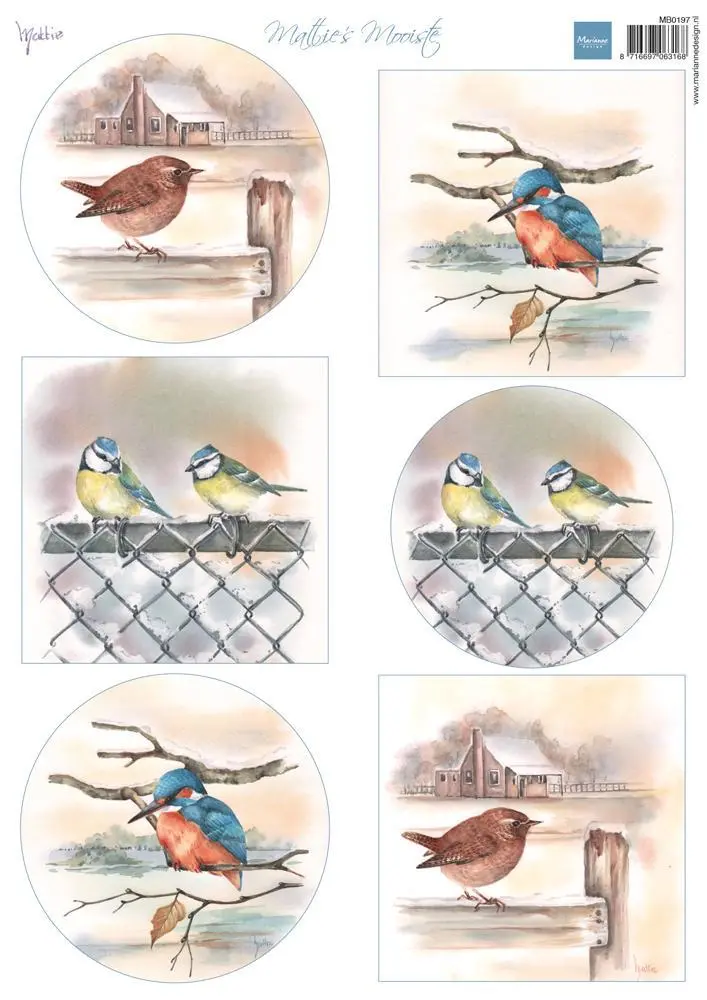 Marianne Design A4 Cutting Sheet - Mattie's Mooiste Birds In Winter 1