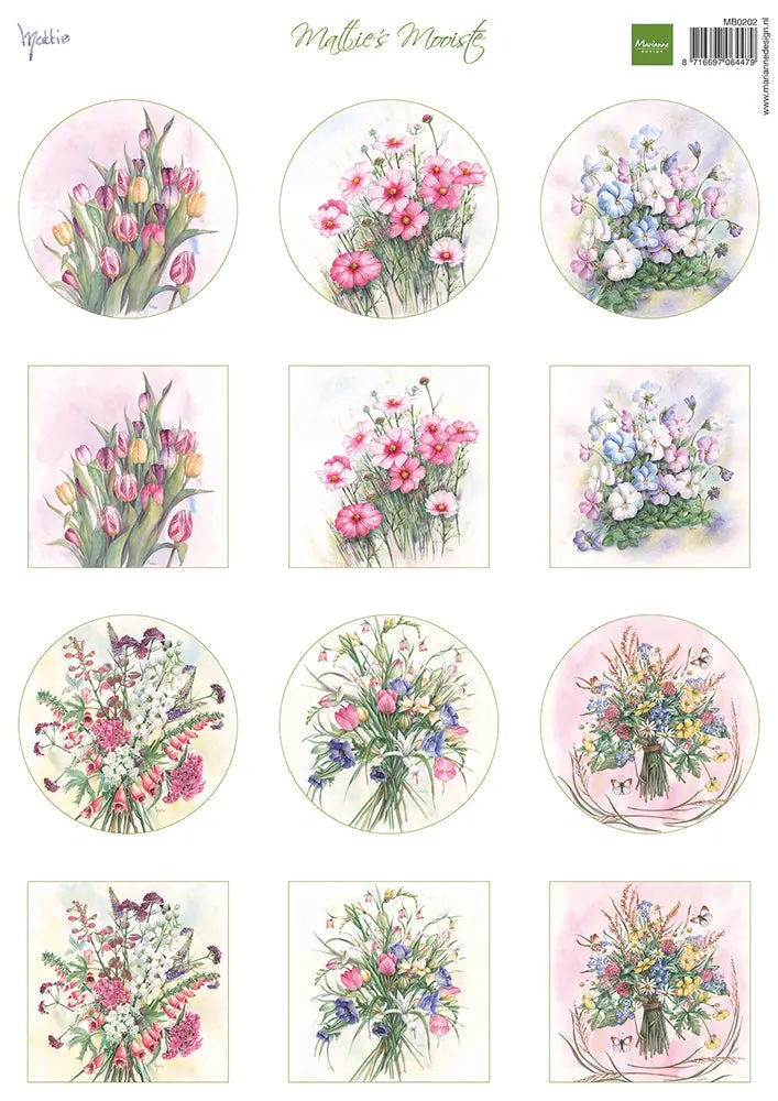 Marianne Design A4 Cutting Sheet - Mattie's Mini's - Bouquets 1